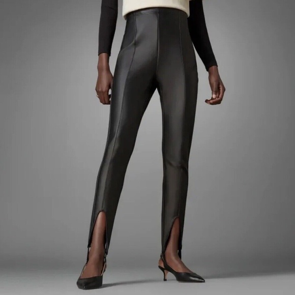 Adidas Originals Women's Black Version Faux Leather High Rise Leggings HB9412 L - Picture 1 of 16